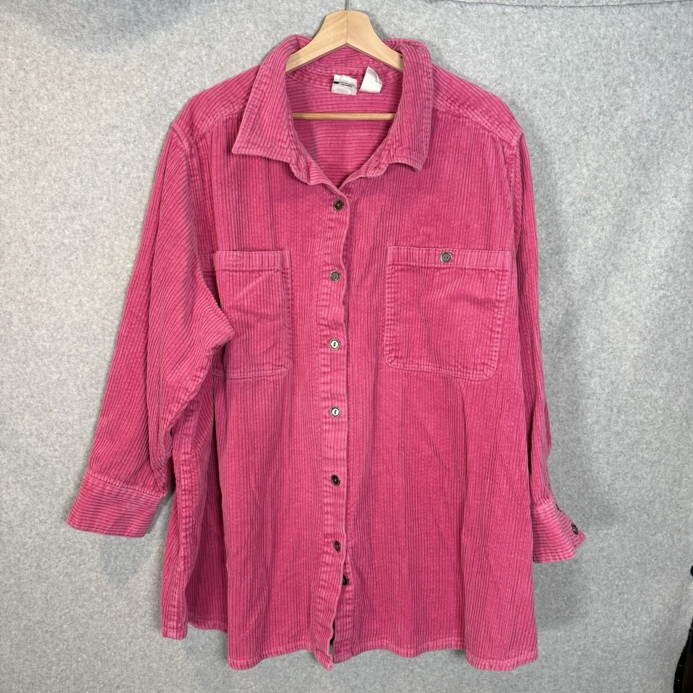 Romans corduroy shirt womens 3X pink button up shirt vintage
